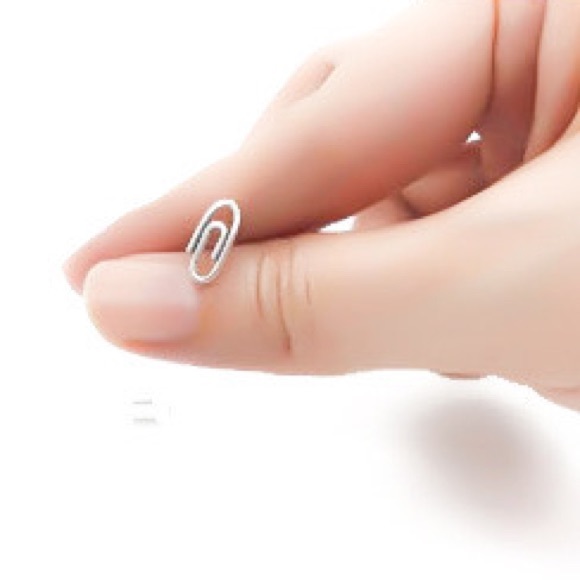 tiny paperclip stud post earrings in all 3 colors - Picture 4 of 7